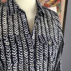 J Crew navy batik tab sleeve pop-over tunic | XS